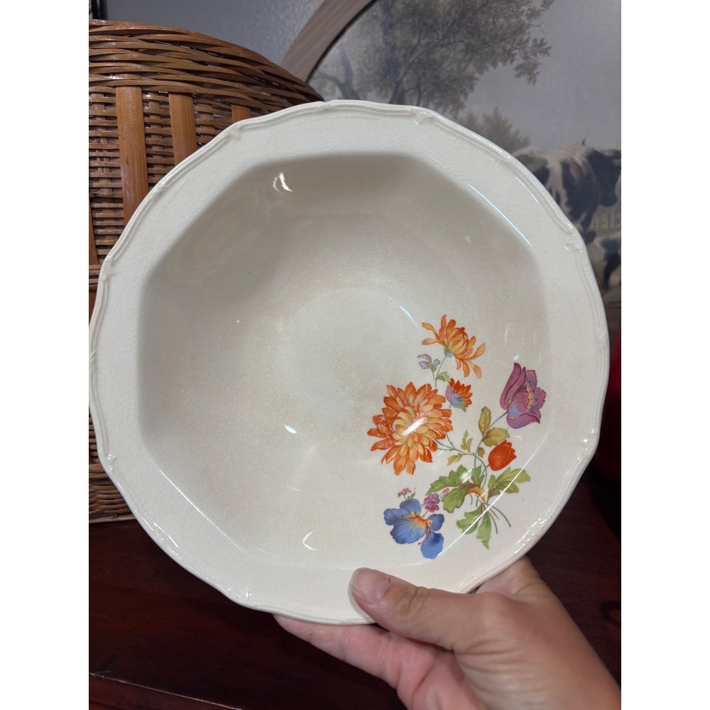 Vintage Taylor Smith Taylor TST Co Spring Flowers Paramount Floral Serving Bowl
